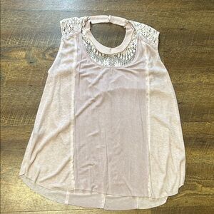 Elegant Lace Trim Sleeveless Top - Pink